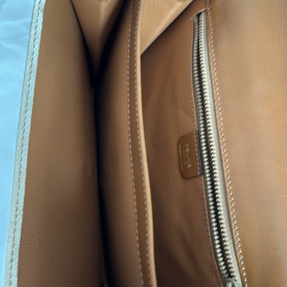 CELINE CROSSBODY LEATHER TWO TONE COGNAC & CREAM COLOR. - Picture 3 of 16